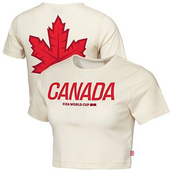 Women's Outerstuff Natural Canada FIFA World Cup 2026 Elote Squad Cropped T-Shirt