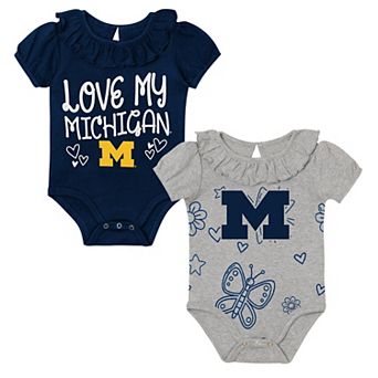 Infant Outerstuff Navy/Gray Michigan Wolverines Two-Pack Playtime Ruffle Bodysuit Set