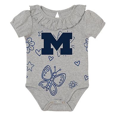 Infant Outerstuff Navy/Gray Michigan Wolverines Two-Pack Playtime Ruffle Bodysuit Set