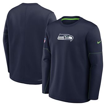 Men's Nike Navy Seattle Seahawks Sideline Coaches Team Present Midweight Therma-FIT Sweatshirt