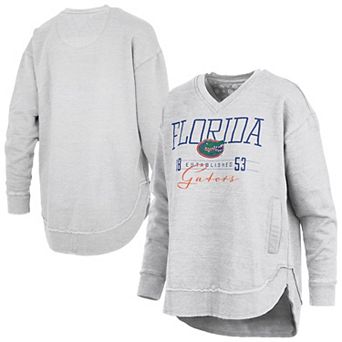 Women's Pressbox Heather Gray Florida Gators Marcus East Hall Poncho V-Neck Sweatshirt