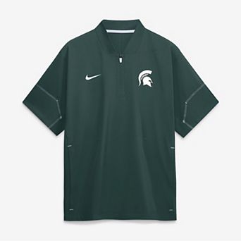 Men's Nike Green Michigan State Spartans 2026 Sideline Short Sleeve Quarter-Zip Coaches Jacket