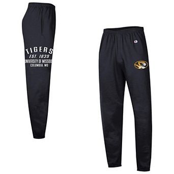 Men's Champion Black Missouri Tigers Powerblend Banded Fleece Sweatpants