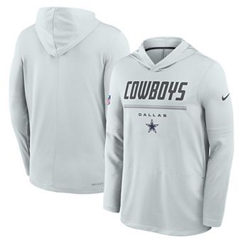 Men's Nike Gray Dallas Cowboys Sideline Game On Lightweight Long Sleeve Hooded Dri-FIT Top