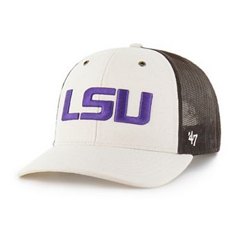Men's Carhartt x '47 Natural/Brown LSU Tigers Undyed Trucker Adjustable Hat