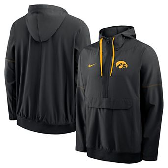 Men's Nike Black Iowa Hawkeyes 2026 Sideline Anorak Half-Zip Hooded Jacket