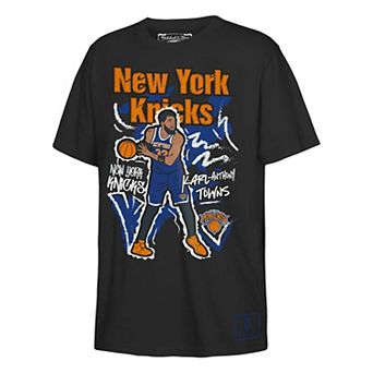 Youth Mitchell & Ness Karl-Anthony Towns Black New York Knicks Chalked Up Player T-Shirt