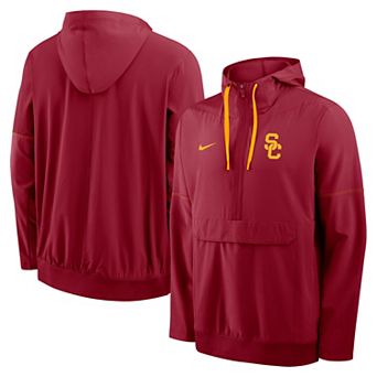 Men's Nike Cardinal USC Trojans 2026 Sideline Anorak Half-Zip Hooded Jacket