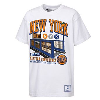 Youth Mitchell & Ness White New York Knicks Take The Subway T-Shirt