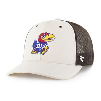 Men's Carhartt x '47 Natural/Brown Kansas Jayhawks Undyed Trucker Adjustable Hat