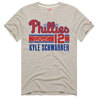 Men's Homage Kyle Schwarber Stone Philadelphia Phillies Signature Name & Number Tri-Blend T-Shirt