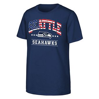 Youth Navy Seattle Seahawks Americana Arch T-Shirt