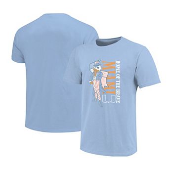 Girls Youth Light Blue Miami Hurricanes Americana Mascot Flag T-Shirt