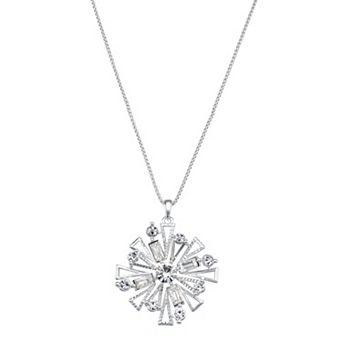 Napier Silver Tone Starburst Snowflake Pendant Necklace