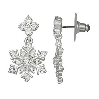 Napier Silver Tone Snowflake Dangle Earrings