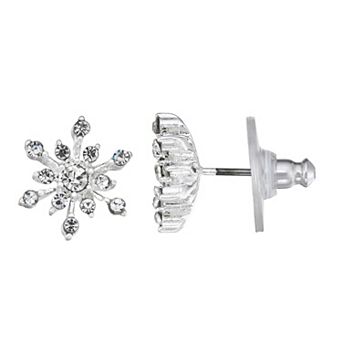 Napier Silver Tone Snowflake Stud Earrings