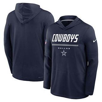 Men's Nike Navy Dallas Cowboys Sideline Game On Lightweight Long Sleeve Hooded Dri-FIT Top