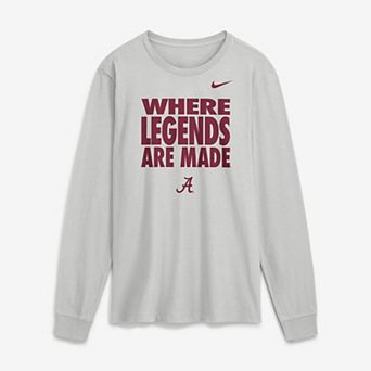Men's Nike Gray Alabama Crimson Tide 2026 Sideline Slogan Dri-FIT Long Sleeve T-Shirt
