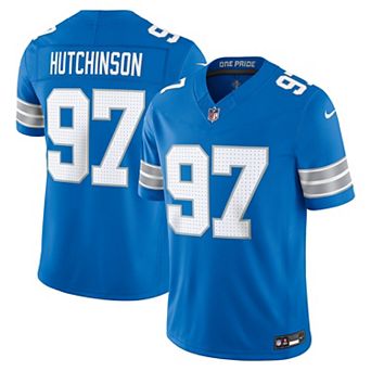 Men's Nike Aidan Hutchinson Blue Detroit Lions Vapor F.U.S.E. Stitched Limited Jersey