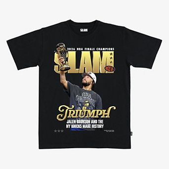 Unisex SLAM Jalen Brunson Black New York Knicks 2026 NBA Finals Champions Cover T-Shirt