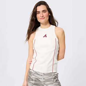 Women's Terez White Atlanta Braves Baseball Stitch Tank Top
