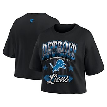 Women's Fanatics Black Detroit Lions Americana Cropped T-Shirt