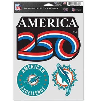 "WinCraft Miami Dolphins America 250 5.5"" x 7.75"" Three-Piece Fan Decal Set"
