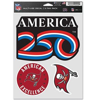 "WinCraft Tampa Bay Buccaneers America 250 5.5"" x 7.75"" Three-Piece Fan Decal Set"