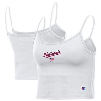 Women's Champion White Washington Nationals America Scoop Tank Top