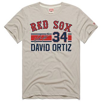 Men's Homage David Ortiz Stone Boston Red Sox Signature Name & Number Tri-Blend T-Shirt