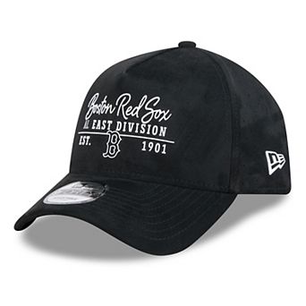 Men's New Era Black Boston Red Sox Script Text 9FORTY A-Frame Adjustable Hat