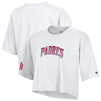 Women's Champion White San Diego Padres Boyfriend Cropped Americana T-Shirt
