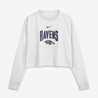 Women's Nike White Baltimore Ravens Loose Fit Crop Top