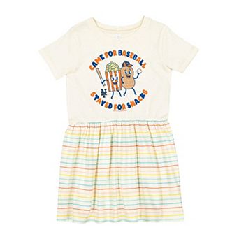 Girls Toddler Soft as a Grape White New York Mets Snack Dress