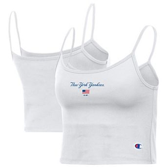 Women's Champion White New York Yankees America Scoop Tank Top