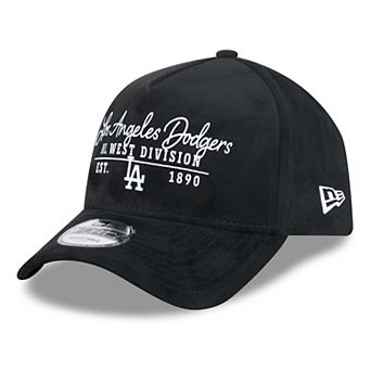 Unisex New Era Black Los Angeles Dodgers Script Text 9FORTY A-Frame Adjustable Hat