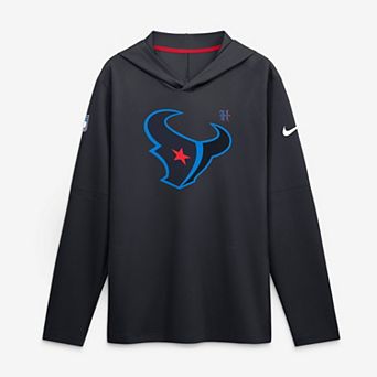 Men's Nike Navy Houston Texans Sideline Alternate Lightweight Long Sleeve Hooded Dri-FIT T-Shirt