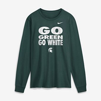 Men's Nike Green Michigan State Spartans 2026 Sideline Slogan Dri-FIT Long Sleeve T-Shirt
