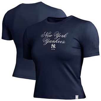 Women's Champion Navy New York Yankees Soft-Touch Fitted Cropped T-Shirt