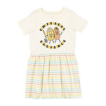 Girls Toddler Soft as a Grape White San Diego Padres Snack Dress