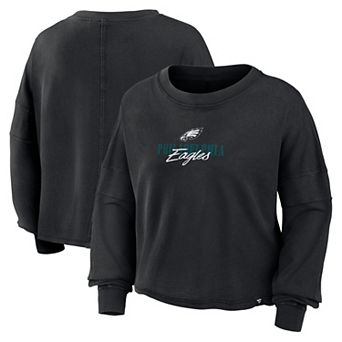 Women's Fanatics Black Philadelphia Eagles Oversized Chop Block Boxy Long Sleeve Top