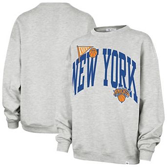 Women's '47 Gray New York Knicks Oversized Arched Icon Sweatshirt