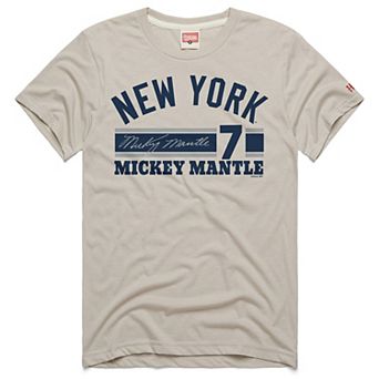 Men's Homage Mickey Mantle Stone New York Yankees Signature Name & Number Tri-Blend T-Shirt