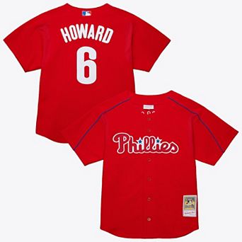 Men's Mitchell & Ness Ryan Howard Red Philadelphia Phillies Big & Tall Cooperstown Mesh Batting Practice Jersey