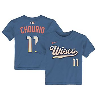 Toddler Nike Jackson Chourio Powder Blue Milwaukee Brewers 2026 City Connect Name & Number T-Shirt