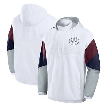 Men's Fanatics White Paris Saint-Germain Hooded Quarter-Zip Track Jacket