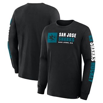 Men's Fanatics Black San Jose Sharks Goal Crease Legacy Long Sleeve T-Shirt