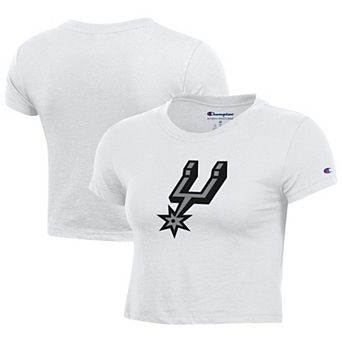 Women's Champion White San Antonio Spurs Primary Logo Baby Cropped T-Shirt