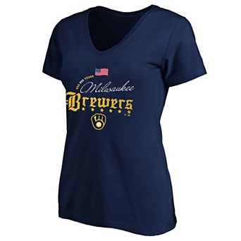 Women's Fanatics Navy Milwaukee Brewers USA 250 Years Plus Size V-Neck T-Shirt