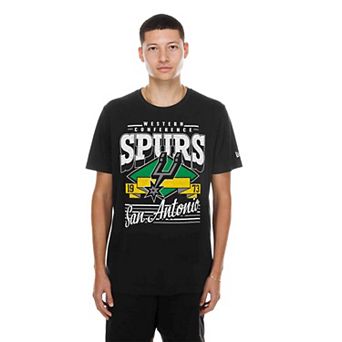 Men's New Era Black San Antonio Spurs NBA Western Conference 1973 Ribbon T-Shirt